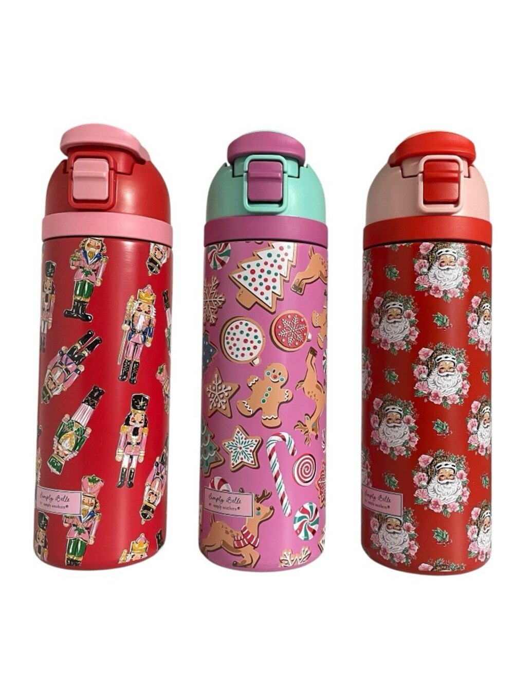 Simply Southern Stainless Steel Water Bottles Lot of 3 Tumblers 24oz Holiday